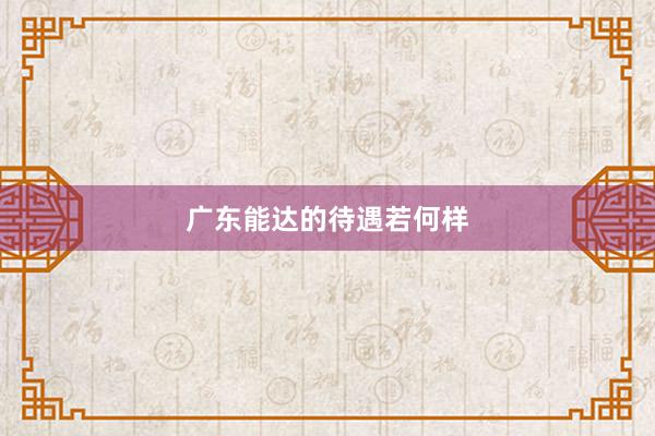 广东能达的待遇若何样